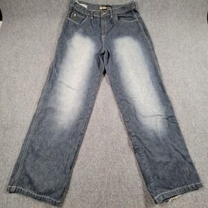 Reverb Baggy Jeans Men 38x34 Blue Medium Wash Loose Fit Straight Leg Denim Jeans